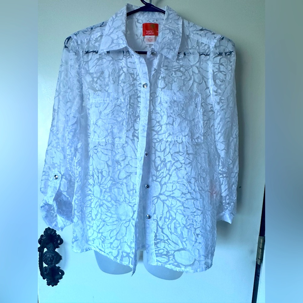 Sheer lace long sleeve blouse